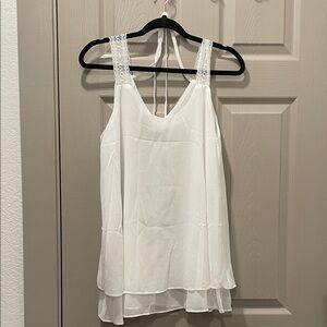 NWOT | Chicme | White Sheer Layered Top | Flowy | Lace “Love You” Straps
